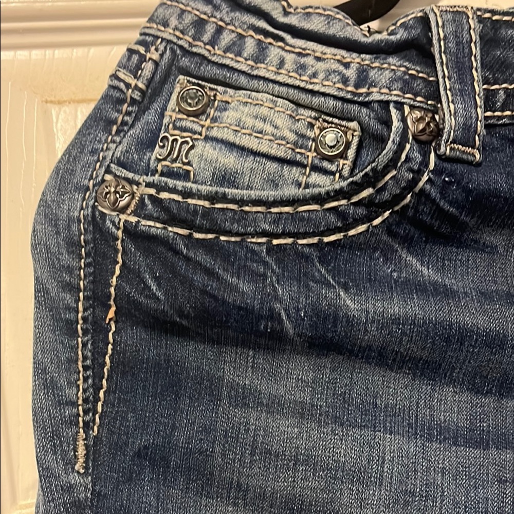 Miss Me Blue Skinny Jeans with Distressed Details - Picture 9 of 16